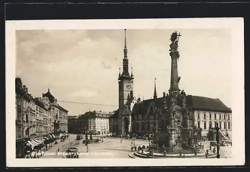 AK Olmütz, Strassenbahn am Masarykplatz