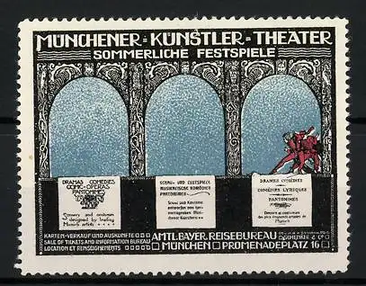 Reklamemarke München, Künstler-Theater Promenadenplatz 16, Bühnenszene Paar
