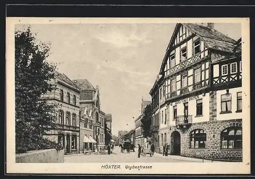 AK Höxter, Grubestrasse mit Hotel Stadt Berlin