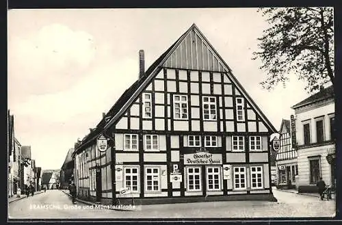 AK Bramsche, Grosse und Münsterstrasse, Gasthof Deutsches Haus