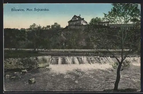 AK Bilowice, Mor. Svycarsko, Blick zum Wehr