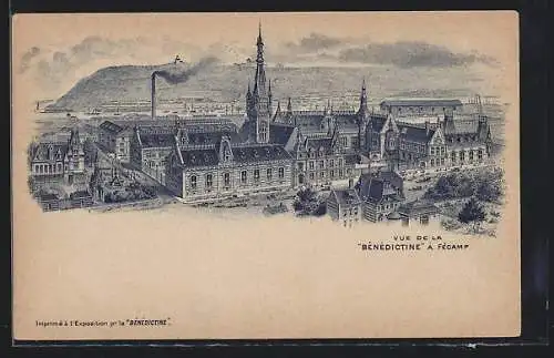 Lithographie Fécamp, Vue de la Bénédictine