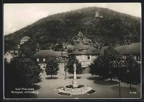 AK Suhl i. Thür. Wald, Marktplatz mit Domberg