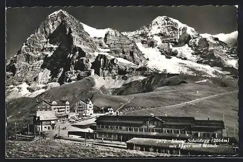 AK Kleine Scheidegg, Hotel mit Eiger und Mönch