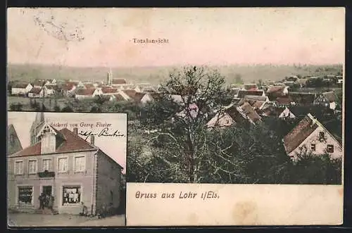 AK Lohr i. Els., Bäckerei Georg Fischer, Totalansicht aus der Vogelschau