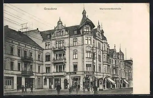 AK Graudenz, Zahn-Atelier, Weinhandlung, Marienwerderstrasse