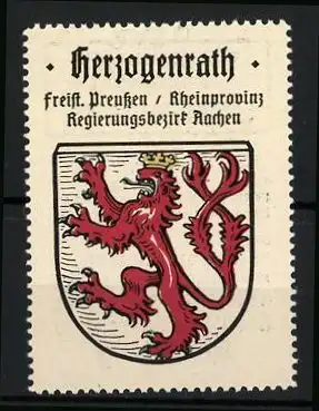 Reklamemarke Herzogenrath, Freistaat Preussen, Rheinprovinz, Regierungsbezirk Aachen, Wappen