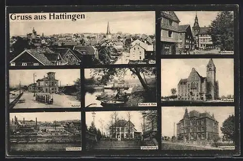 AK Hattingen / Ruhr, Bahnhof, Ruhrpartie, Heinrichshütte, Teilansicht