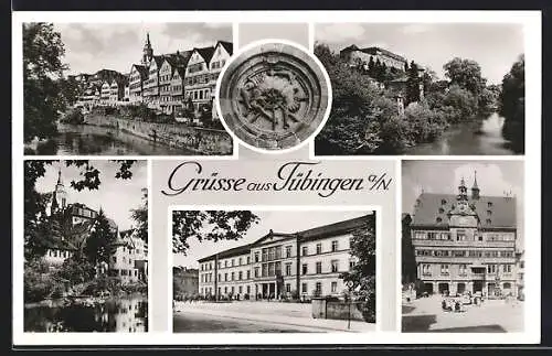 AK Tübingen a. N., Schloss, Gebäudeansicht, Uferpartie