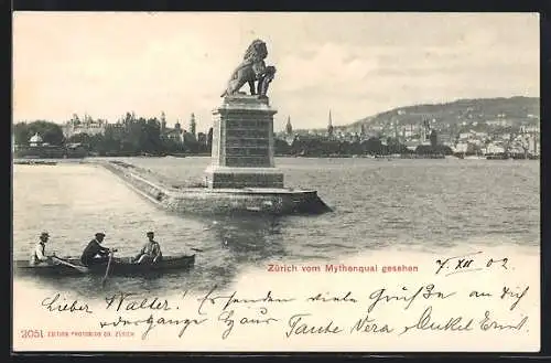 AK Zürich, Stadtblick vom Mythenquai aus gesehen