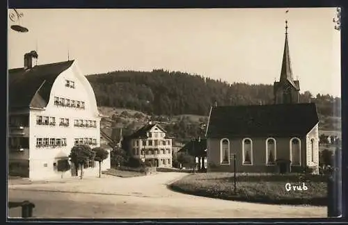 AK Grub, Ortspartie mit Kirche