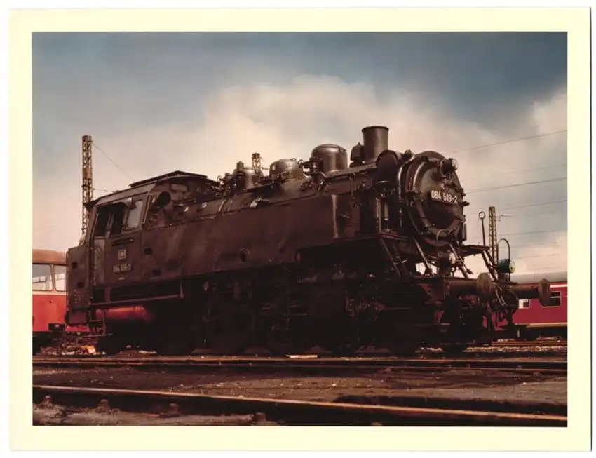 Fotografie Deutsche Bahn, Personenzug mit Dampflok Nr. 064 519-2, Eisenbahn, koloriert