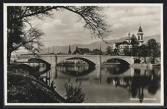 AK Solothurn, Panorama mit Rötibrücke