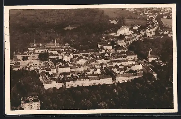 AK Franzensbad, Totale des Ortes aus der Vogelschau