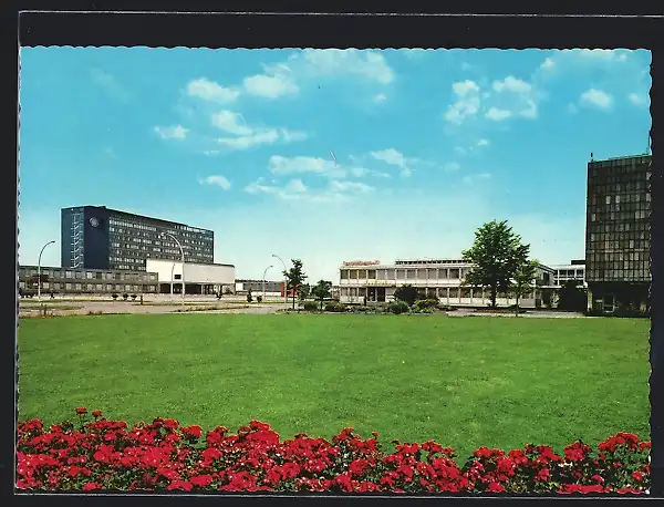 AK Salzgitter-Lebenstedt, Rathaus mit Atrium und Staatsbank