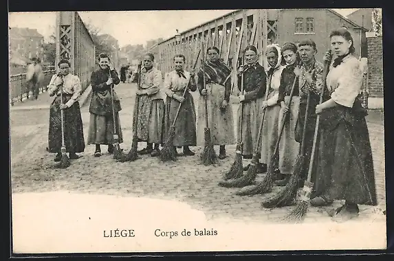 AK Liége, Le corps de balais, Strassenfegerinnen