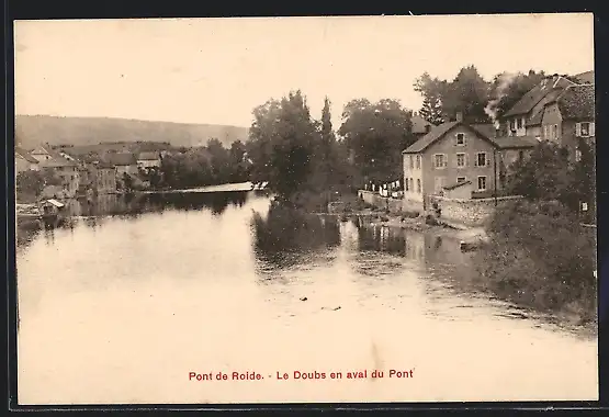AK Pont-de-Roide, Le Doubs en aval du Pont