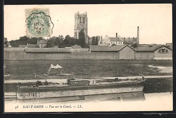 AK Saint Omer, Vue sur le Canal