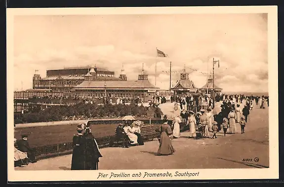 AK Southport, Pier Pavillon and Promenade