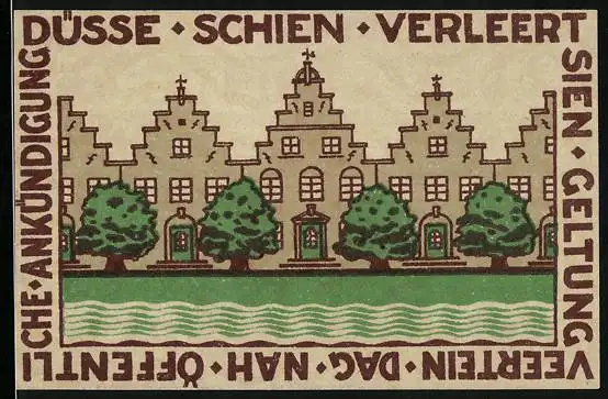 Notgeld Friedrichstadt 1921, 25 Pfennig, Ortspartie und Alte Münze