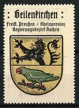 Reklamemarke Geilenkirchen, Freistaat Preussen, Rheinprovinz, Regierungsbezirk Aachen, Wappen