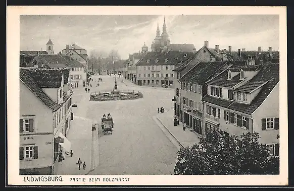 AK Ludwigsburg / Württ., Blick auf Holzmarkt