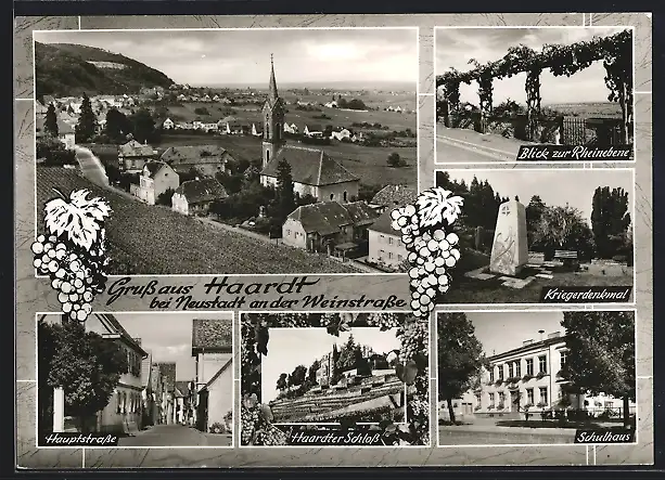 AK Haardt bei Neustadt, Kirche, Kriegerdenkmal, Schulhaus, Hauptstrasse, Schloss