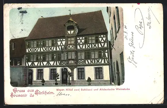 AK Türkheim, Meyers Hotel zwei Schlüssel und Altdeutsche Weinstube