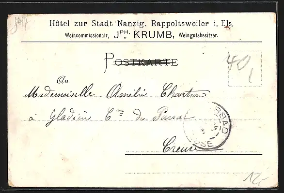 Lithographie Rappoltsweiler, Hotel Stadl Nanzig, Kapelle Dusenbach, Giersberg, St. Ulrichsburg, Hoh Rappoltstein