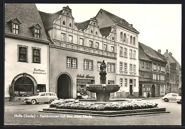 AK Halle / Saale, Eselsbrunnen auf dem Alten Markt