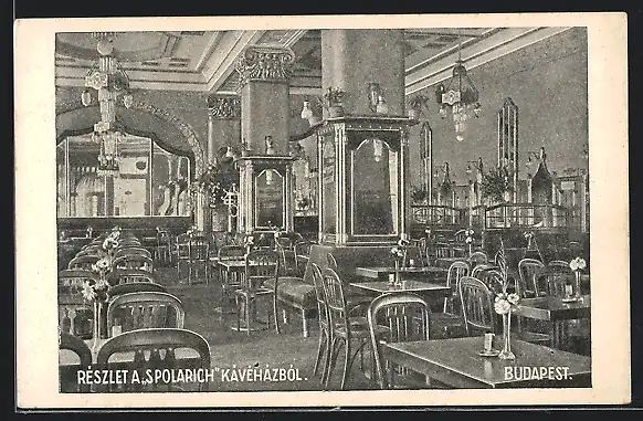 AK Budapest, Részlet a Spolarich Kávéházból, Restaurant, Innenansicht