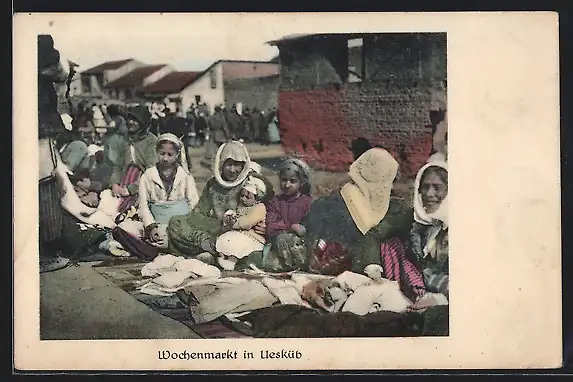 AK Skoplje / Ueskueb, Verkäuferinnen auf dem Wochenmarkt