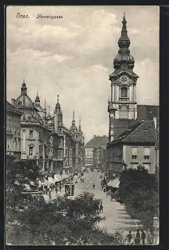 AK Graz, Herrengasse mit Strassenbahn