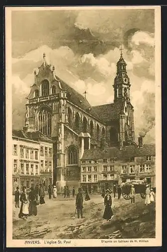 Künstler-AK Anvers, L`Eglise St. Paul