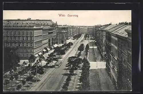 AK Wien, Strassenbahn auf dem Opernring