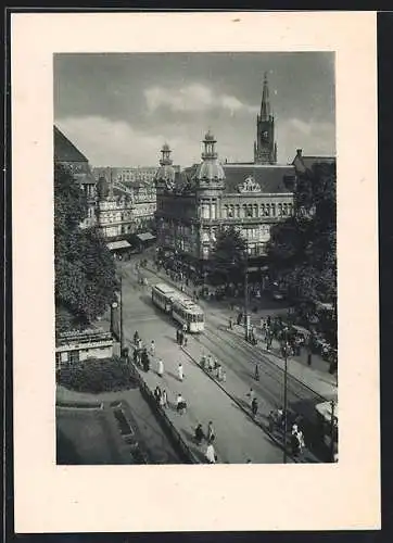 AK Düsseldorf, Albert-Leo-Schlageter-Platz mit Strassenbahn