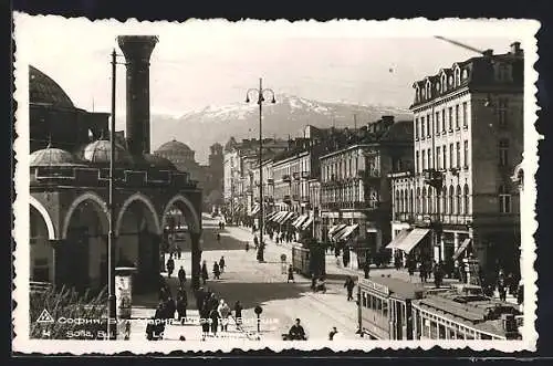 AK Sofia, Bul. Marie Louise mit Witoscha und Strassenbahn