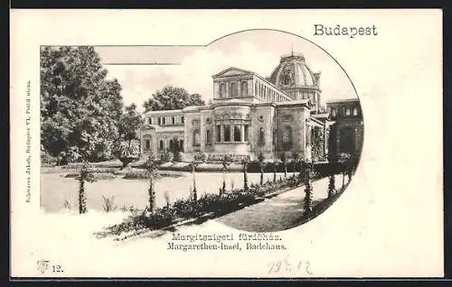 AK Budapest, Margitszigeti fürdöhaz, Margaretheninsel, Badehaus