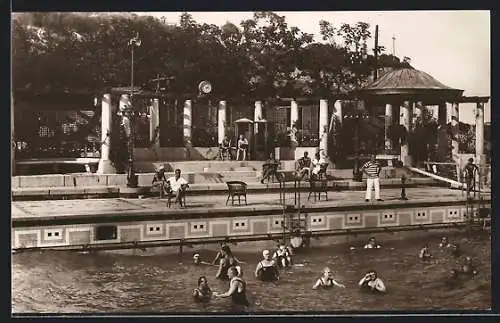 AK Budapest, Kurhotel St. Gellért mit Wellenbad