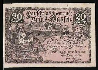 Notgeld Bruck-Waasen 1920, 20 Heller, Ortsansicht