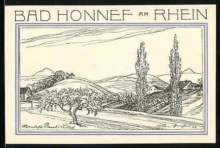 Notgeld Bad Honnef am Rhein 1921, 99 Pfennige, Ortspartie