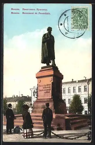 AK Moscou / Moskau, Monument de Pouschkin