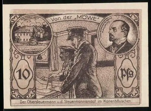 Notgeld Mallmitz am Bober 1921, Von dem Dampfer Die Möwe, Der Obersteuermann u. d. Steuermannsmaat im Kartenhäuschen