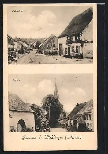 AK Dehlingen, Strassenpartie Feierabend, Eglise