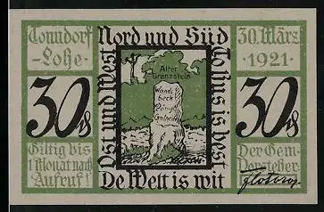 Notgeld Tonndorf-Lohe 1921, 30 Pfennig, Alter Grenzstein