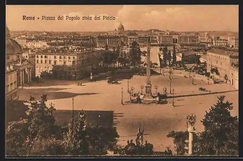 AK Roma, Piazza del Popolo vista dal Pincio