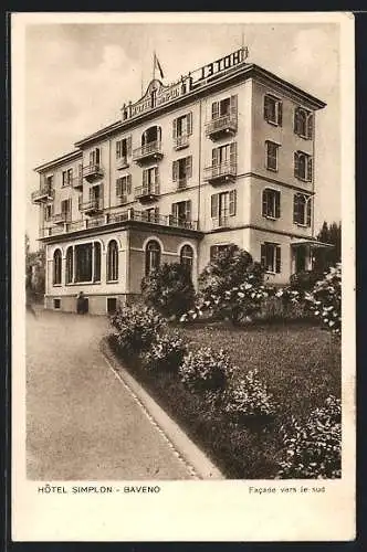 AK Baveno, Hotel Simplon, Facade vers le sud