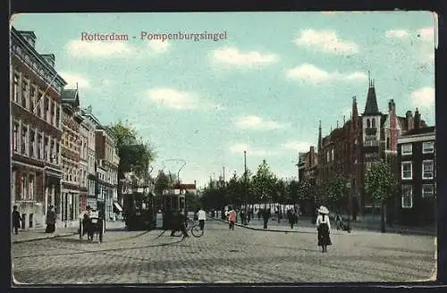 AK Rotterdam, Pompenburgsingel, Strassenbahn