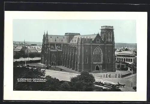 AK Melbourne, Eastern Hill, St. Patrick's Cathedral, Strassenbahn