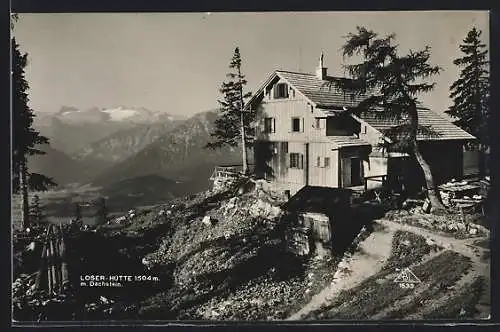 AK Loser-Hütte, Ansicht mit Dachstein